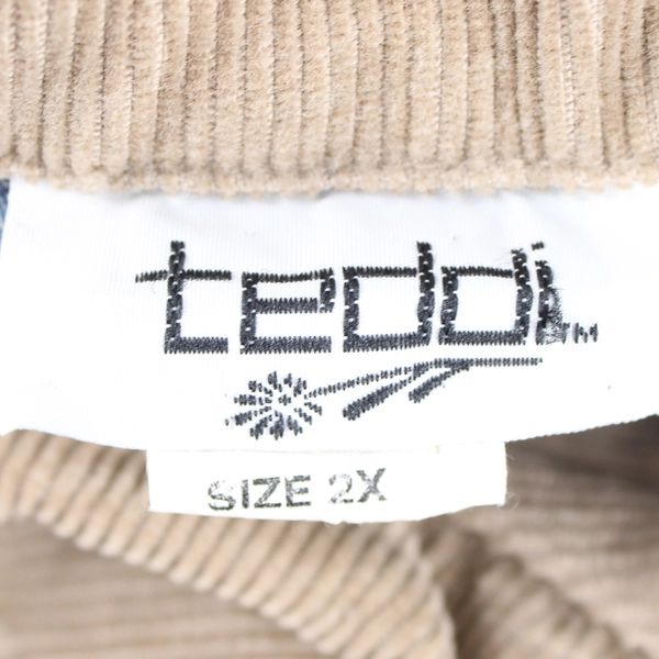 Teddi Women’s Denim Jacket Size 2X Camping Button Embroidered Blue 