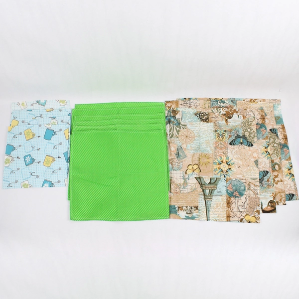 Lot of 14 Colorful Patterned Cloth Napkins Various Sizes