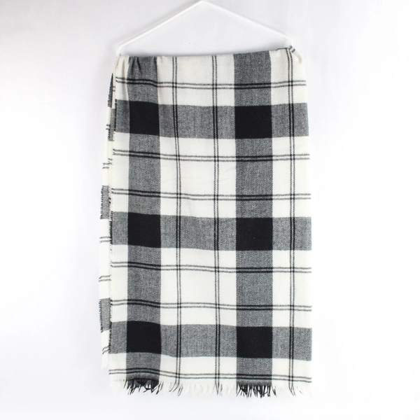 Lot of 2 Women's Scarves Pink Black Plaid From Old Navy & Soft Black White Plaid