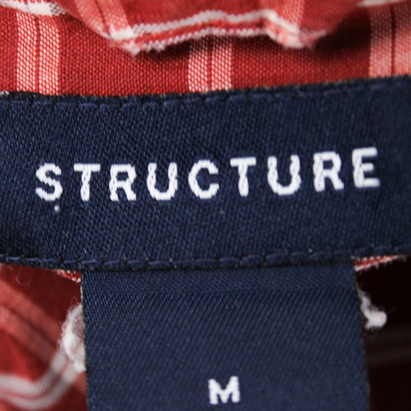 Structure Red Plaid Long-Sleeved Button-Down Shirt Men's Size Medium