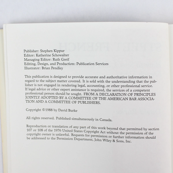 Street French: Speak & Understand French Slang by David Burke 1988