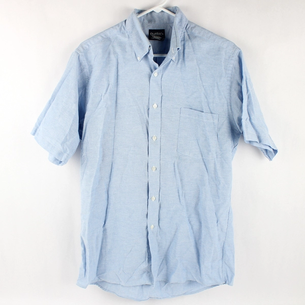 Puritan Blue Short-Sleeved Button-Down Shirt Neck Size 15 1/2