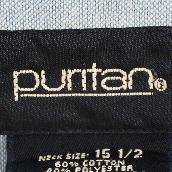 Puritan Blue Short-Sleeved Button-Down Shirt Neck Size 15 1/2