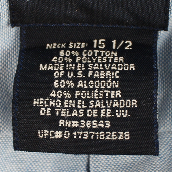 Puritan Blue Short-Sleeved Button-Down Shirt Neck Size 15 1/2