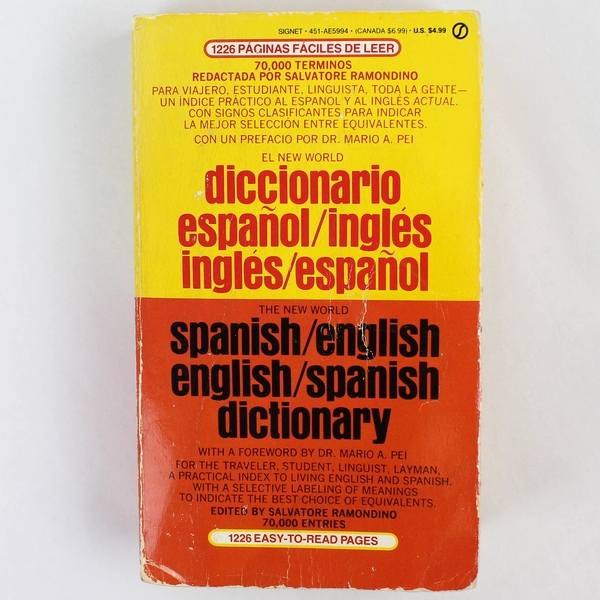 New World Spanish-English English-Spanish Dictionary 1969 by Ramondino