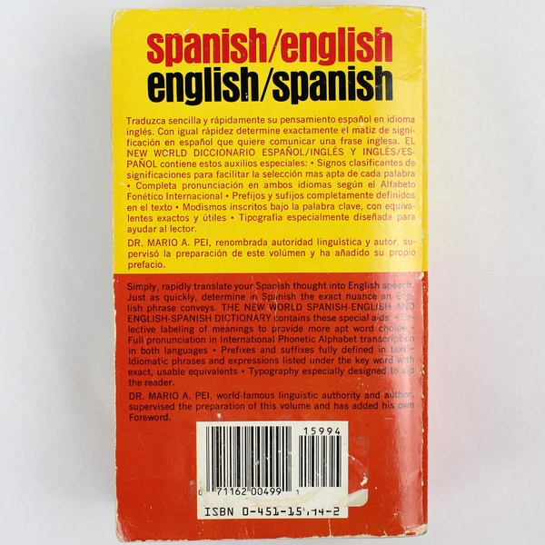 New World Spanish-English English-Spanish Dictionary 1969 by Ramondino