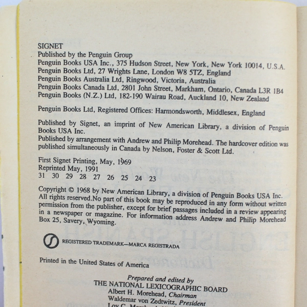 New World Spanish-English English-Spanish Dictionary 1969 by Ramondino