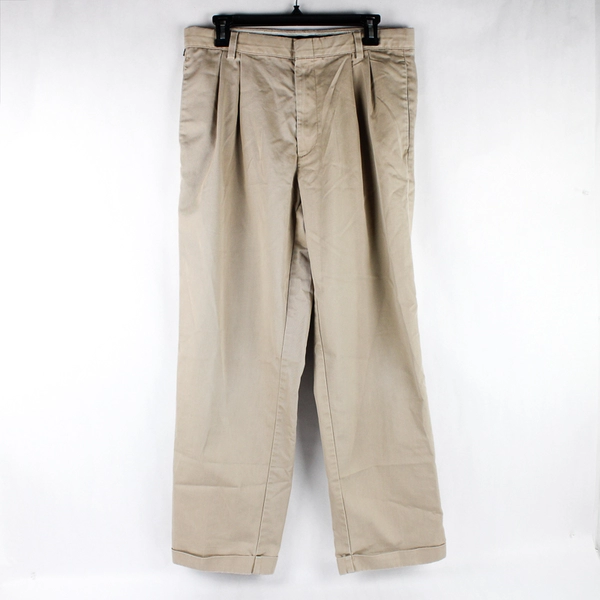 Dockers Stain Defender Beige Pleated Cuffed Khaki Pants Men's 33x29