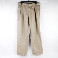 Dockers Stain Defender Beige Pleated Cuffed Khaki Pants Men's 33x29