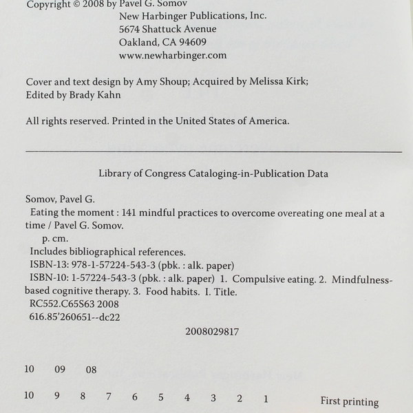 Eating the Moment by Pavel G. Somov 141 Mindful Practices 2008