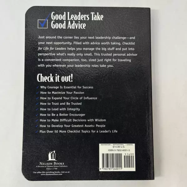 Checklist for Life for Leaders 2004 Paperback Thomas Nelson Publisher