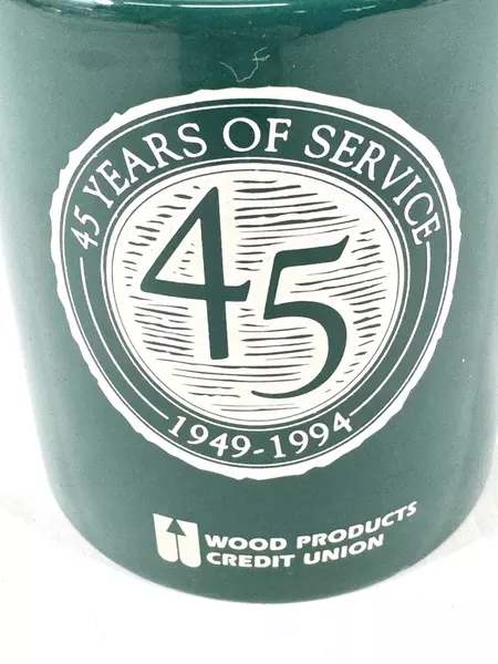 Wood Products Credit Union 45th Anniversary Ceramic Mug 1949-1994 Green