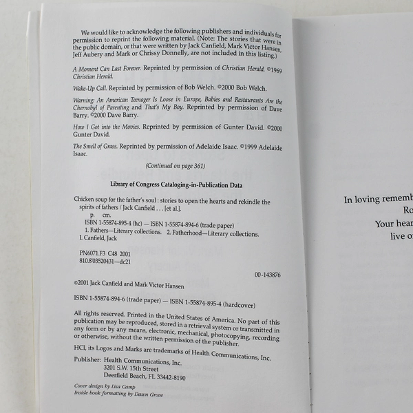 Chicken Soup for the Father's Soul by Mark & Chrissy Donnelly 2001 Paperback