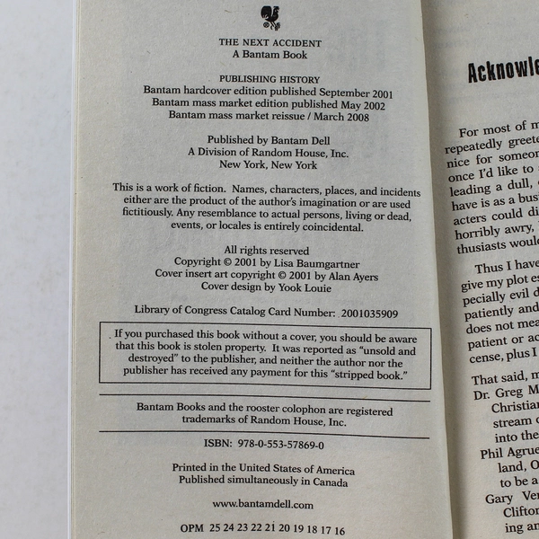 The Next Accident by Lisa Gardner 2002 Paperback - Good Condition Mystery Book