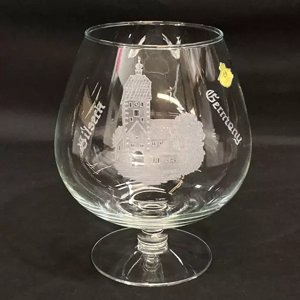 Vtg Giant Hand Cut Lead Crystal Brandy Snifter Vilseck Germany Souvenir Church