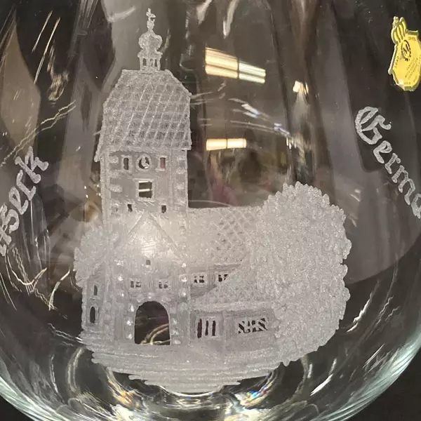 Vtg Giant Hand Cut Lead Crystal Brandy Snifter Vilseck Germany Souvenir Church