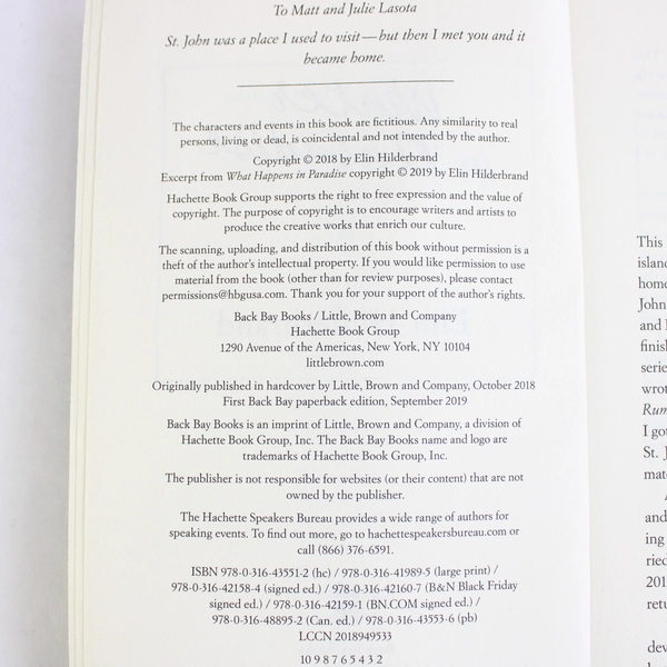 Winter in Paradise by Elin Hilderbrand 2019 Back Bay Books Paperback