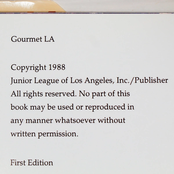 Gourmet LA Junior League Cookbook 1988 - Elegant Recipes, Hard Cover Book