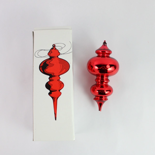Vintage Department 56 Large Mercury Double Finial Ornament Candy Red 9.5" Flawed