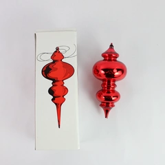 Vintage Department 56 Large Mercury Double Finial Ornament Candy Red 9.5" Flawed