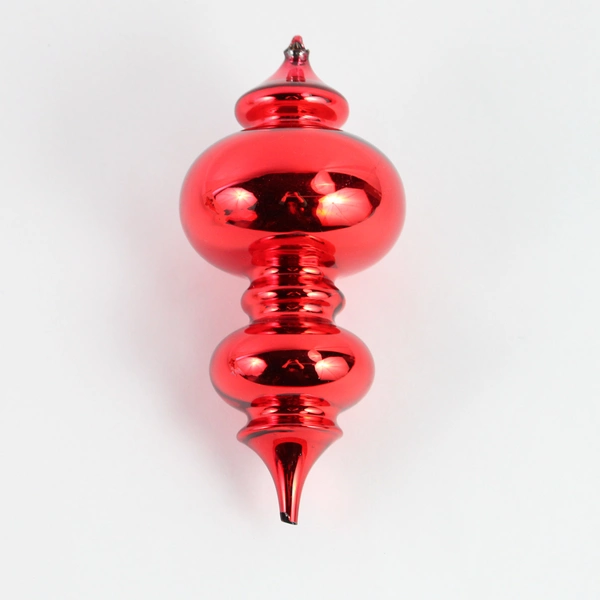 Vintage Department 56 Large Mercury Double Finial Ornament Candy Red 9.5" Flawed