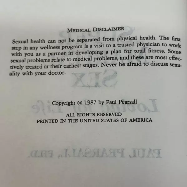 Super Marital Sex by Paul P. Pearsall, PhD 1987 Hardcover