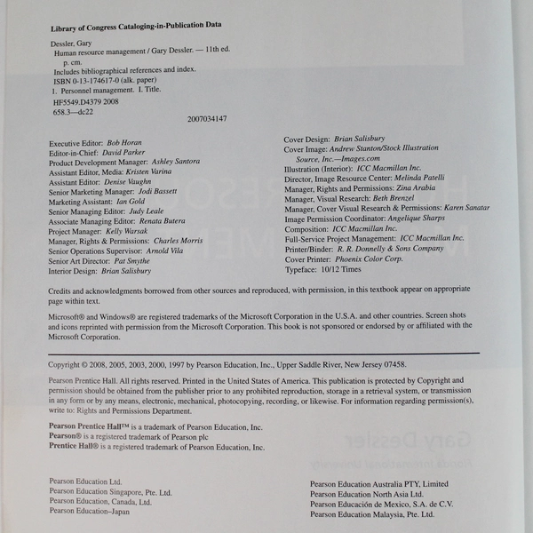 Human Resource Management by Gary Dessler 2008 Hardcover 11th Ed. - Pre-owned