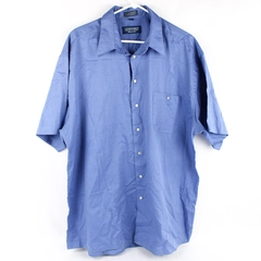 Stafford Relaxed Fit Blue Short-Sleeved Button-Up Shirt Men's Size 17.5 34/35