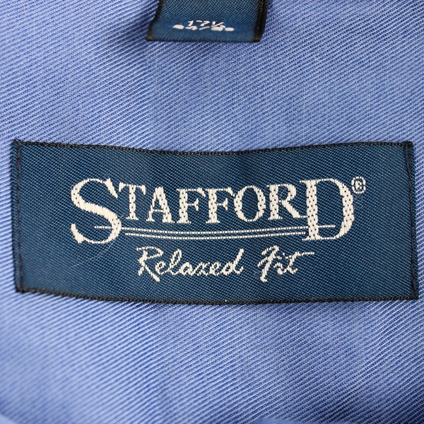 Stafford Relaxed Fit Blue Short-Sleeved Button-Up Shirt Men's Size 17.5 34/35