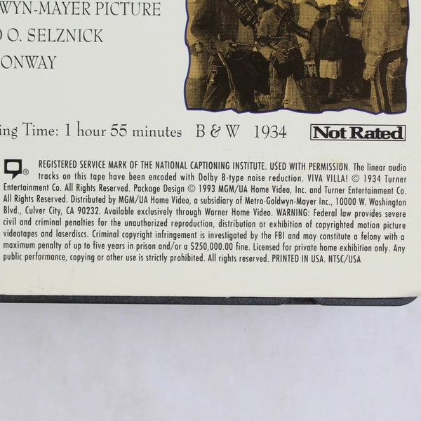 Viva Villa! VHS Tape 1993 Wallace Beery Movie