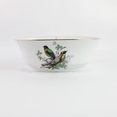 Andrea By Sadek Made Oval Porcelain Bowl Hand Painted Bird Pattern