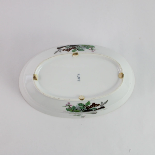 Andrea By Sadek Made Oval Porcelain Bowl Hand Painted Bird Pattern