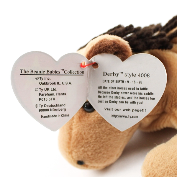 TY Beanie Babies Derby 1995 Brown Horse  W/ Tag Plush Doll Toy