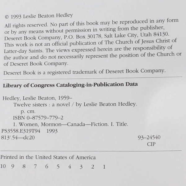 Twelve Sisters by Leslie B. Hedley 1993 Paperback Good Condition, Collectible