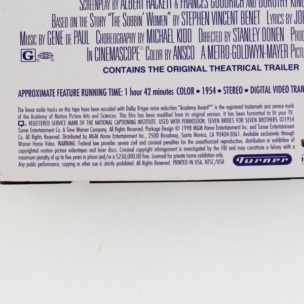 Seven Brides Seven Brothers VHS Tape 1998 Musical Movie