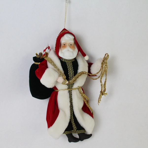 Vtg Old World Musical Santa Christmas Figurine Porcelain Hands and Face 9.5"