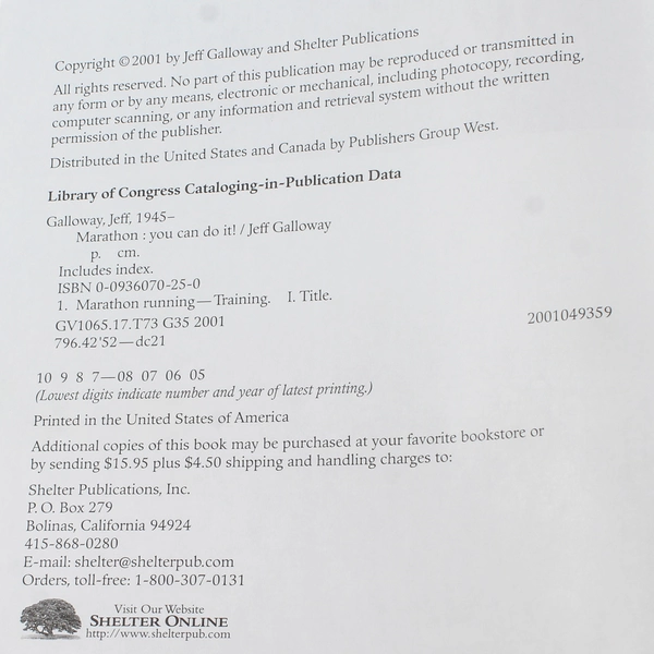 Marathon You Can Do It by Jeff Galloway 2001 Paperback - Good Condition