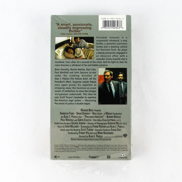 Presumed Innocent VHS Tape Harrison Ford 1990 Warner Bros Classic Film