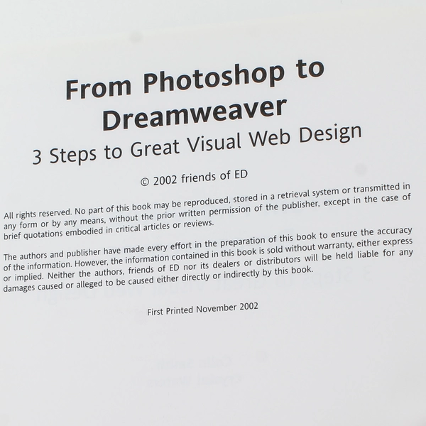 From Photoshop to Dreamweaver Book by Colin Smith & Crystal Waters, 2003