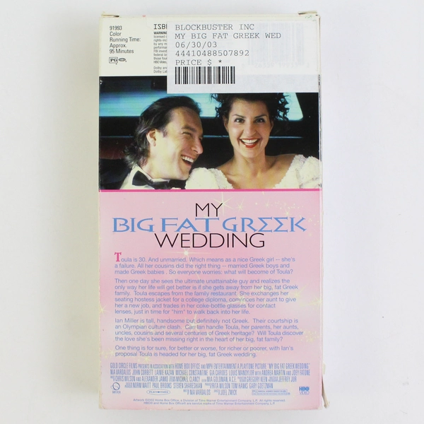 My Big Fat Greek Wedding VHS Tape 2002 Comedy Movie Former Rental
