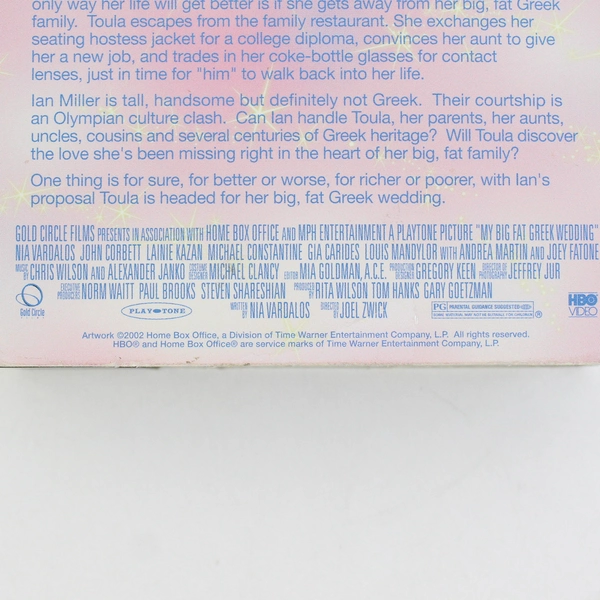 My Big Fat Greek Wedding VHS Tape 2002 Comedy Movie Former Rental
