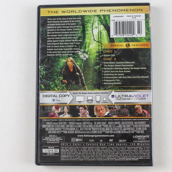 The Hunger Games 2-Disc DVD Set 2012 Lionsgate - Good Condition