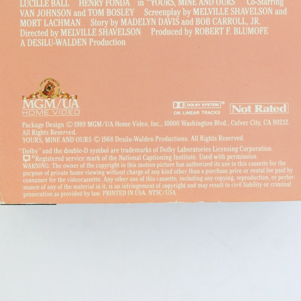 Yours Mine and Ours VHS Tape 1989 Lucille Ball Movie