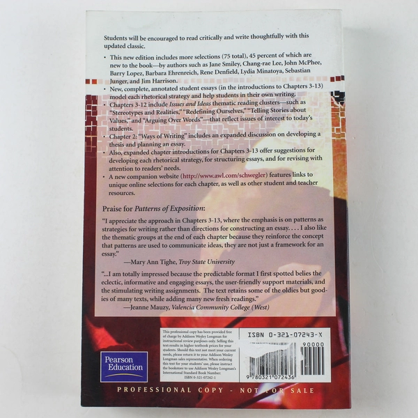 Patterns of Exposition 16 by Robert A. Schwegler 2001 Hardcover - Good Condition