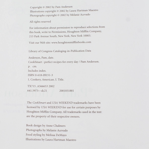 Cook Smart by Pam Anderson 2002 Hardcover - Perfect Recipes for Every Day