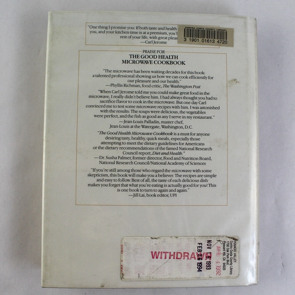 The Good Health Microwave Cookbook by Carl Jerome, 1990, Ex-Library HC