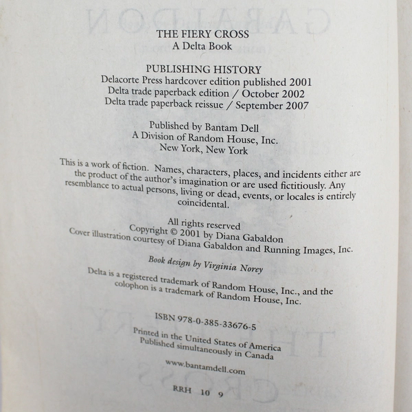 The Fiery Cross Paperback Book by Diana Gabaldon Book 5 of Outlander Series 2007