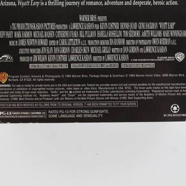 Box Set Wyatt Earp VHS Tape 1994 Gene Hackman Movie