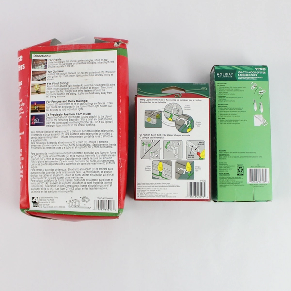 Lot of 309 Adams & Holiday Living Clear Plastic Light Clips, 100 S-Hook from HL