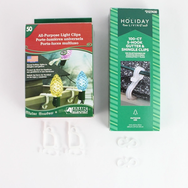 Lot of 309 Adams & Holiday Living Clear Plastic Light Clips, 100 S-Hook from HL